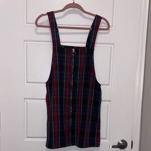 Vintage Multicolor Plaid Dress with Ring Zipper